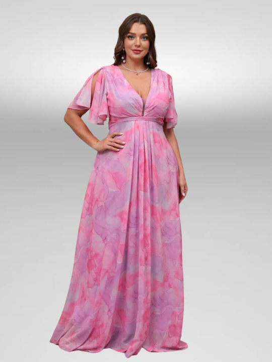 Maxi Dress for Wedding Christening Open Back Dreamly Pink
