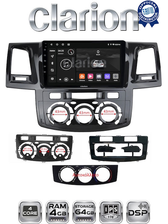 Clarion Sistem Audio Auto pentru Toyota Hilux 2005 > 2016 cu Clima (Bluetooth/USB/WiFi/GPS/Apple-Carplay/Android-Auto)
