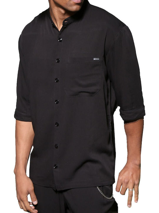 Makan Mânecă Lungă Overshirt Negru