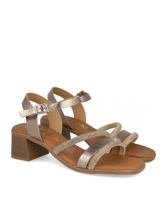 Oh My Sandals Δερμάτινα Πέδιλα Καφέ