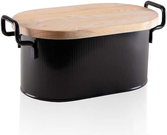 Hermia Brotkasten Metallisch Schwarz 39x22x16cm