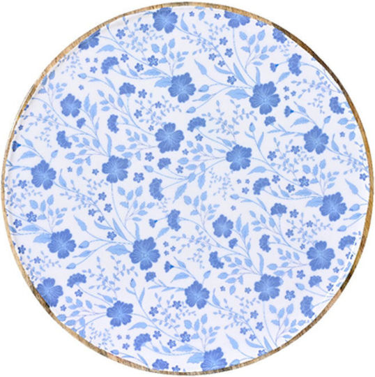 Kaemingk Wooden Round Serving Tray in Blue Color 20x20x20cm 1pcs