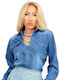 Дълъг ръкав Женска Дънково Риза Denim Blue