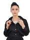 Langärmelig Damen Hemd Black Monochrom
