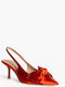 Spitze Pumps mit Riemen & Mittlerer Absatz Orange M5301