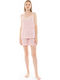 Pink Label Sommer Damen Pyjama-Set Pink