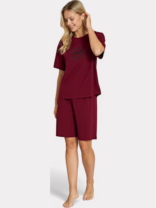 Pijadore Set Pijamale pentru Femei Bordeaux