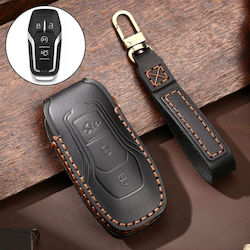 Hallmo Car Cowhide Leather Protective Key Cover Case Ford Focus A Style Black