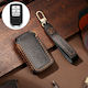 Hallmo Car Cowhide Leather Protective Key Cover Case Honda Tail Box 3 Buttons Black