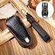 Hallmo Car Cowhide Leather Key Cover Key Case Porsche Macan 718 2021 A Style Black
