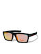 Optosquad Men's Sunglasses with Black Plastic Frame and Orange Mirror Lens