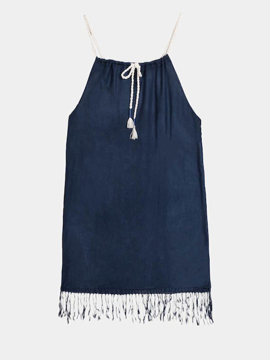 Blue Fringe Tunic Dress