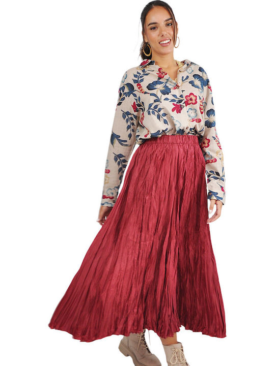 Satin High-waisted Maxi Skirt red