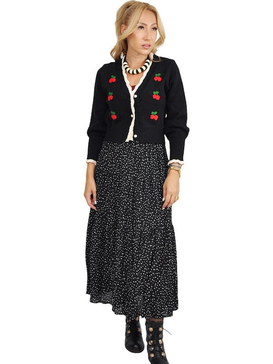 Pleated High-waisted Maxi Skirt Black and White