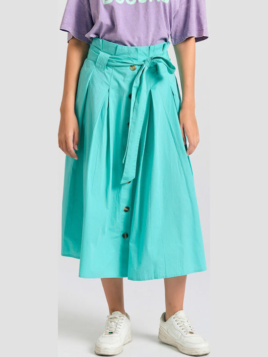 Funky Buddha Midi Skirt Car Green