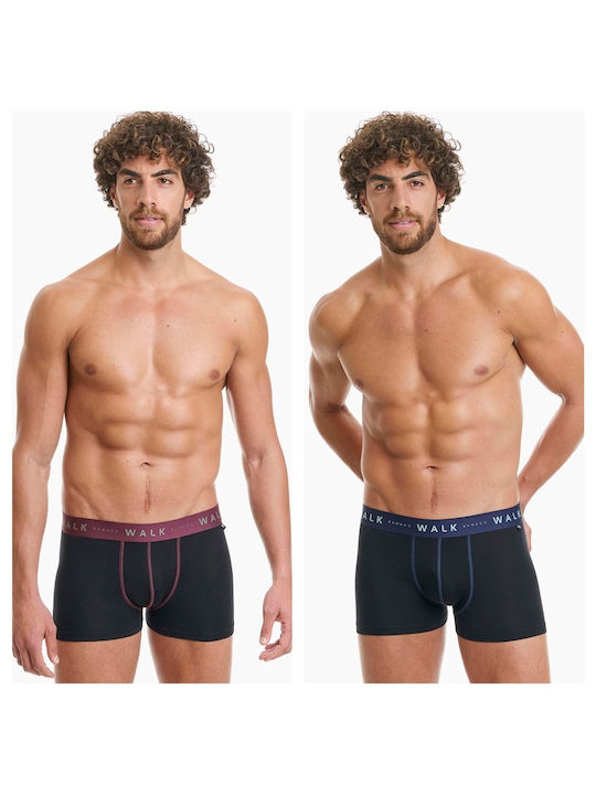 Walk Ανδρικά Μποξεράκια Μαύρα 2Pack