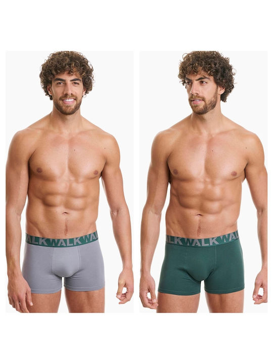 Walk Herren Boxershorts Gray/Green 2Packung