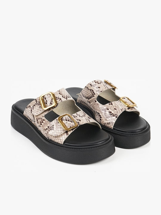 Women's Flat Sandals Flatforms Snakeprint