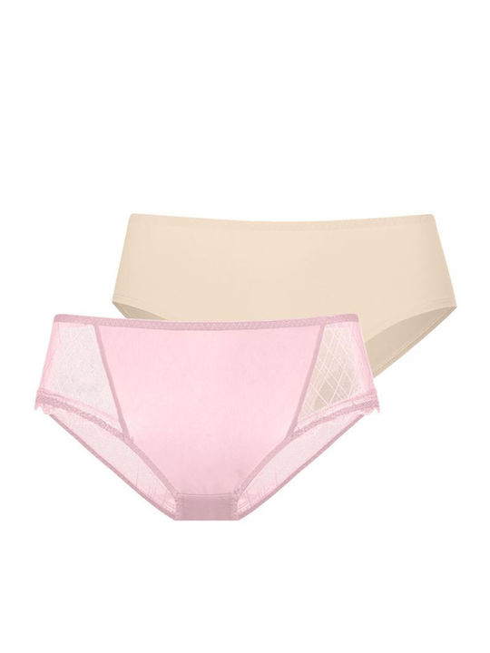 Dorina Imani Γυναικεία Slip 2Pack Ροζ-ιβουάρ