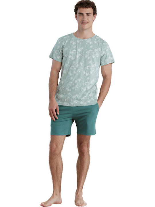 Noidinotte Men's Summer Pajamas Set Bay Leaf Mint
