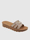 Women's Flat Sandals in Beige Color