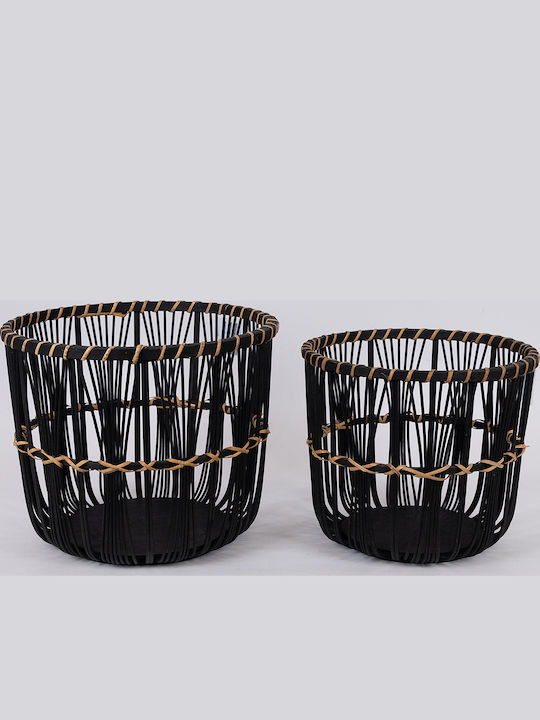 Set of Decorative Baskets Straw Black 32x32x28cm 2pcs