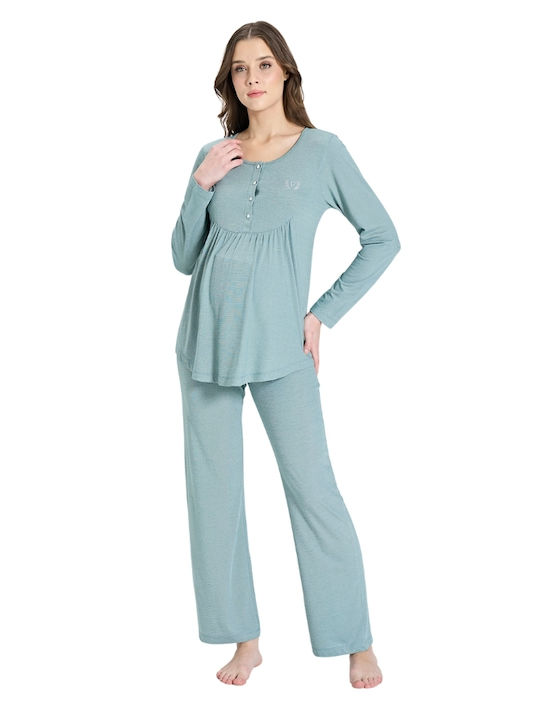 Pijadore Maternity Pajama Set & Nursing Mint
