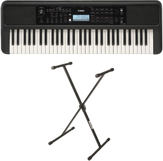 Yamaha Keyboard PSR-E383 with 61 Keys with Stand Black Standard Βundle II