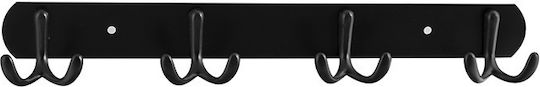 Frans Metal Wall Hanger 4 Hooks Black