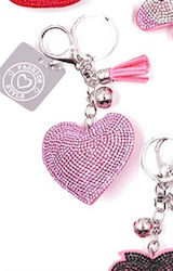 Metal Keychain with Tropical Sequins 6 Cm Heart Bookstop