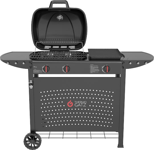 Thermogatz GS GRILL 2 + Plancha Ψησταριά Υγραερίου με 2 Εστίες 5kW και Πλαϊνό Μάτι 3kW