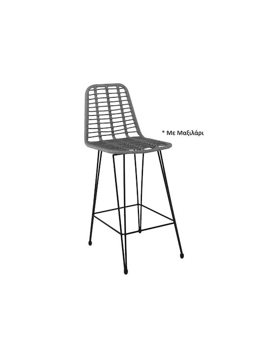 Scaun Metalic Bar De Grădină Salsa Cu Pernă Negru, Gri 45x55x75cm E252,21