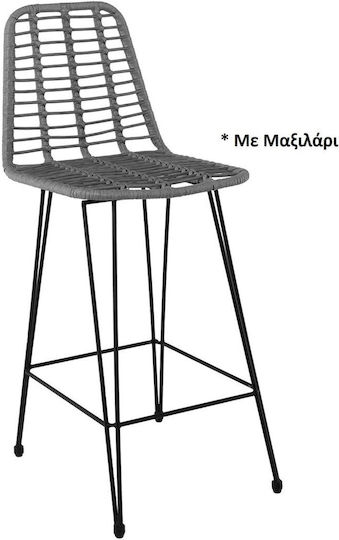 Металик Градински Табурет Бар За Външна Употреба Salsa С Възглавница Черен, Сив 45x55x75см Е252,21