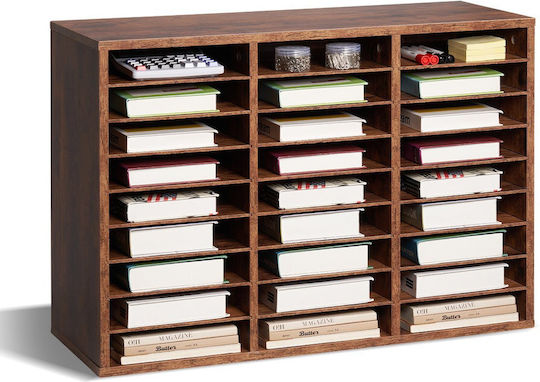 Vevor Wooden Literature Organizer 27 Compartments Removable Shelves Dark Brown