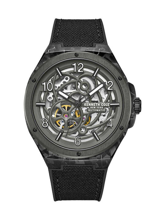 Kenneth Cole Ανδρικό Ρολόι Αυτόματο με Μαύρο Υφασμάτινο Λουράκι