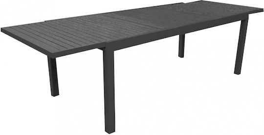 Valetta-t Outdoor Dinner Extendable Aluminum Table Anthracite 200(+80)x95x74cm