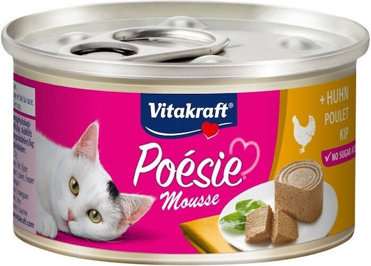 Vitakraft Poesie Nassfutter für Erwachsene Katzen in Dose mit Huhn 85gr