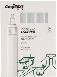Carioca Markere Acrilice White 6pcs 6buc