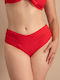 Ruched Red Bikini Bottoms