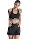 Dp5t1184-blk Dkny Logo Elastic Scoop Neck Racerback Bra Black Color