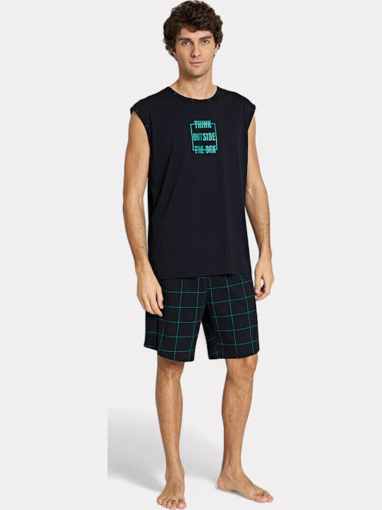 Men's Pajama Pijadore "Think Outside Box" Black Pjdr1829-1-black