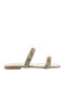 Leather Women's Flat Sandals in Gold Color