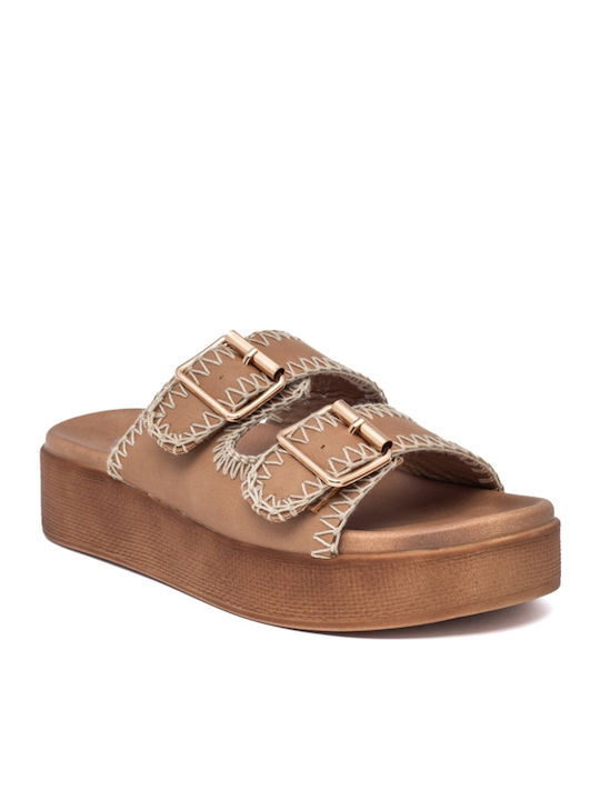 Flache Sandalen für Damen Flatforms in Braun Farbe