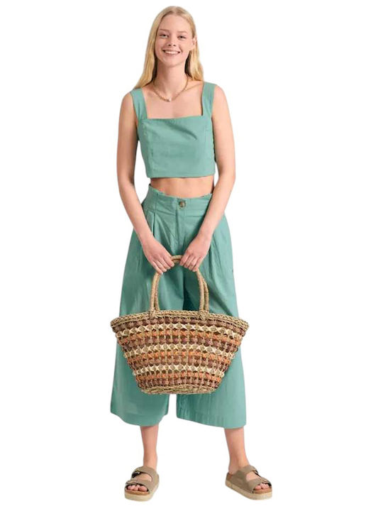 Funky Buddha Γυναικείο Crop Top Βαμβακερό Πράσινο