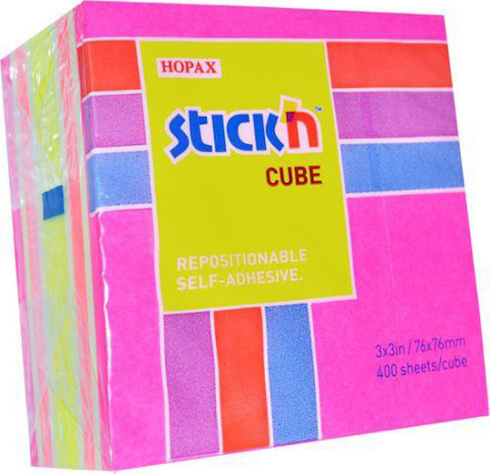Stick N Cube Haftnotizen 76x76mm 400 Blatt Neon-Pastellrosa