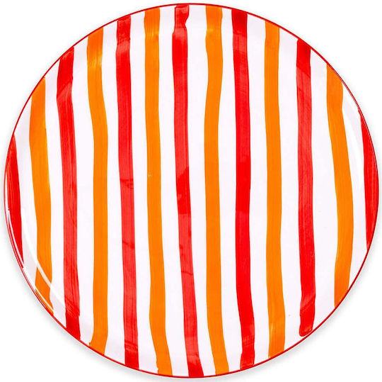 Hermia Plate Shallow Ceramic Multicolour with Diameter 30cm