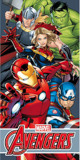 Детска плажна кърпа микрофибър 70x140см Borea Marvel Avengers сива