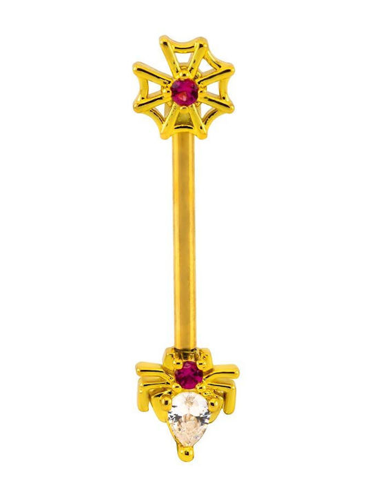 Piercing.gr Piercing Ohrring aus Vergoldetem Stahl 1.6mm Rotes