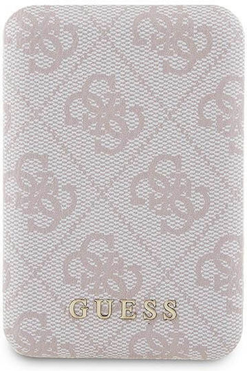 Guess Metal Logo MagSafe Power Bank 5000mAh 15W με Θύρα USB-A και Θύρα USB-C Ροζ