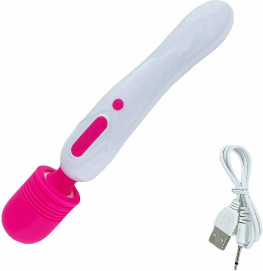 Vibrator cu Cap Flexibil Stimulare Clitoridiană Siks Vârf din Silicon 10 Moduri de Vibrație Masaj Impermeabil Dimensiuni 23 X 4 Cm Roz Alb